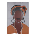 Folding screen DKD Home Decor African Woman Reversible Canvas MDF Wood (120 x 2.5 x 180 cm)