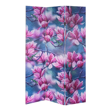 Folding screen DKD Home Decor Lotus Flower Canvas MDF Wood (120 x 2.5 x 180 cm)