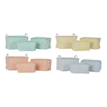 Basket set DKD Home Decor Polyester Cotton (4 pcs)