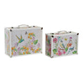 Set of decorative boxes DKD Home Decor Polyester Wood Shabby Chic (2 pcs)