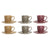 Set of Mugs with Saucers DKD Home Decor Grey Maroon Stoneware Mustard (3 pcs) (90 ml)