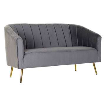 Sofa DKD Home Decor Grey Polyester Metal Golden Glam (140 x 77 x 81 cm)