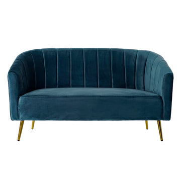 Sofa DKD Home Decor Blue Polyester Metal Modern Golden (140 x 77 x 81 cm)