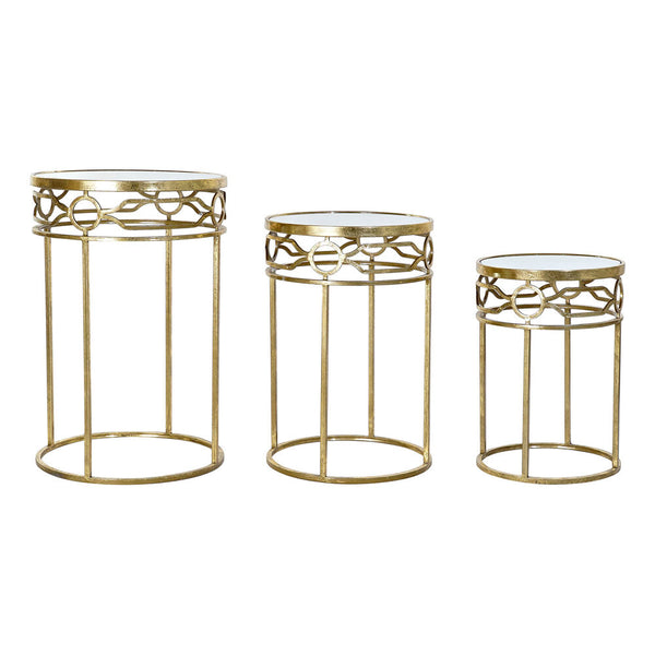 Set of 3 tables DKD Home Decor Mirror Golden Metal (46 x 46 x 70 cm) (3 pcs)