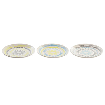 Flat plate DKD Home Decor Multicolour China crockery (3 pcs) (18.5 x 18.5 x 2.5 cm)