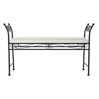 Bench DKD Home Decor White Black Polyester Ironwork (114 x 36 x 67 cm)