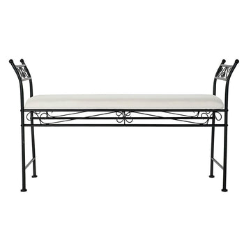 Bench DKD Home Decor White Black Polyester Ironwork (114 x 36 x 67 cm)