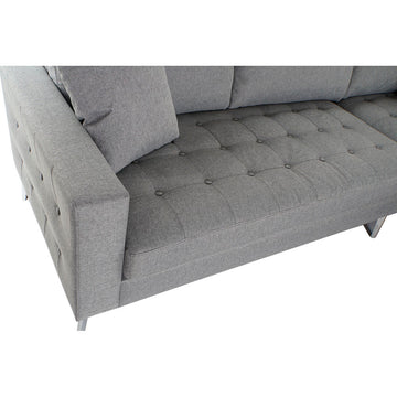 Chaise Longue Sofa DKD Home Decor Linen Metal Dark Grey (237 x 160 x 85 cm)