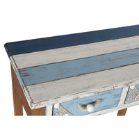 Side table DKD Home Decor White Rope Navy Blue MDF Wood Celeste (80 x 40 x 75 cm)