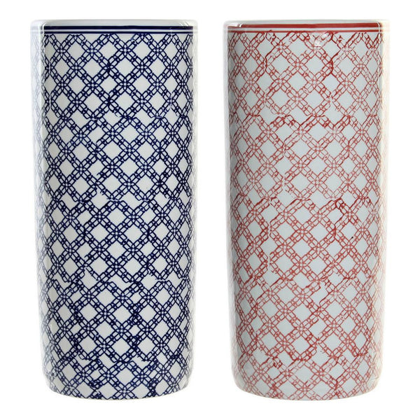 Umbrella stand DKD Home Decor Blue Red Porcelain (2 pcs) (19.5 x 19.5 x 44 cm)