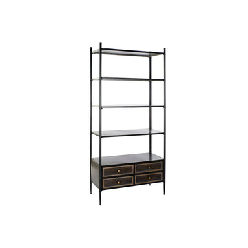 Shelves DKD Home Decor Black Metal Golden (90 x 40 x 200 cm)