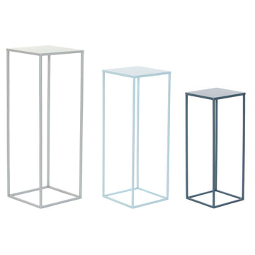 Set of 3 tables DKD Home Decor Metal Sky blue Navy Blue Light Grey (3 pcs) (25 x 25 x 70 cm)