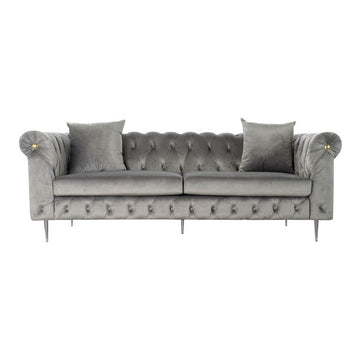 Sofa DKD Home Decor Polyester Metal Light Grey (230 x 90 x 91 cm)