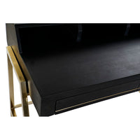 Desk DKD Home Decor Black Metal Golden Mango wood (125 x 74 x 93.5 cm)