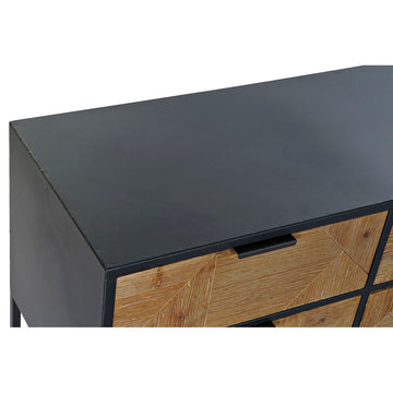TV furniture DKD Home Decor Black Metal Fir Light brown (146 x 39 x 51 cm)