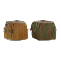 Basket DKD Home Decor Cotton Fibre Boho (2 pcs)