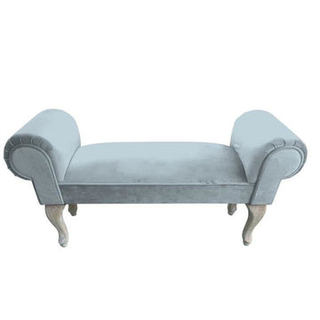 Bench DKD Home Decor Polyester Sky blue Pinewood (105 x 30 x 54 cm)