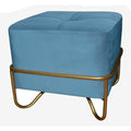 Bench DKD Home Decor Blue Polyester Foam Metal Golden MDF Wood (42 x 42 x 38 cm)