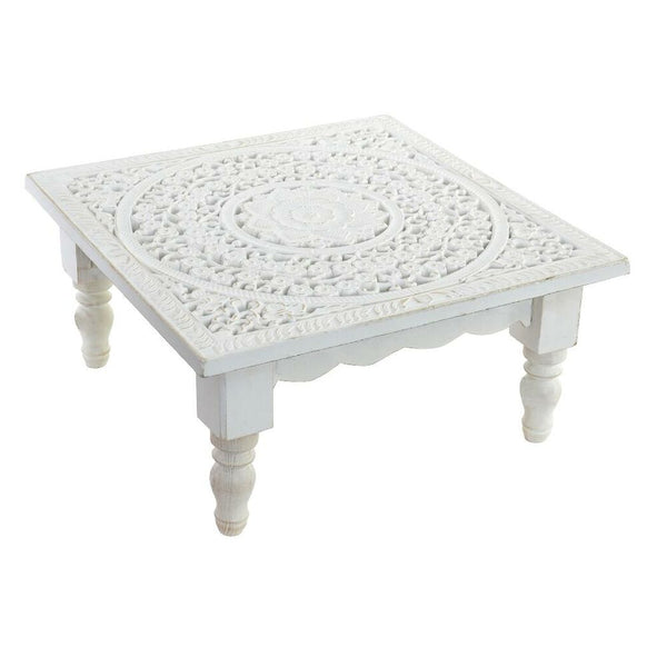 Side table DKD Home Decor Wood White Ethnic (40 x 40 x 19 cm)