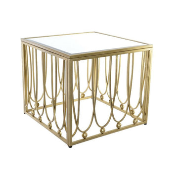 Side table DKD Home Decor Mirror Golden Metal MDF Wood (57 x 57 x 52 cm)
