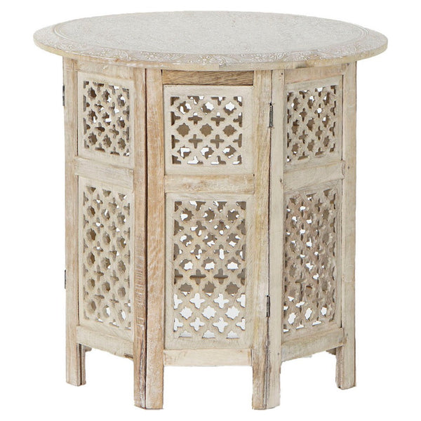 Side table DKD Home Decor Floral Brown White Mango wood (62.5 x 62.5 x 54 cm)
