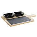 Appetizer Set DKD Home Decor Black Bamboo Stoneware Board Natural (33 x 19.7 x 3.5 cm) (4 pcs)