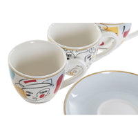 Piece Coffee Cup Set DKD Home Decor Bone China Porcelain (80 ml) (6 pcs)