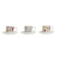 Piece Coffee Cup Set DKD Home Decor Bone China Porcelain (80 ml) (6 pcs)