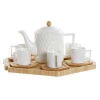 Coffee Set DKD Home Decor Porcelain Bamboo (90 ml) ((14 pcs))