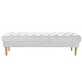 Bench DKD Home Decor Polyester Rubber wood White (158 x 48 x 42 cm)