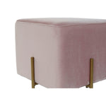 Footrest DKD Home Decor Pink Velvet Golden Metal Polyester (42 x 42 x 45 cm)