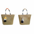 Beach Bag DKD Home Decor 49 x 18 x 37 cm Natural Orange Navy Blue (2 Units)