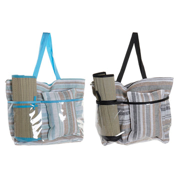 Beach Bag DKD Home Decor 44 x 23 x 62 cm Canvas Grey Blue Brown Green PVC (2 Units)