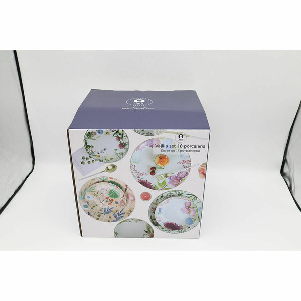 Set posod DKD Home Decor Porcelan Pisana 18 Kosi (27 x 27 x 3 cm)