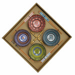 Sushi Set DKD Home Decor 34 x 34 x 6,5 cm Multicolour Mandala Stoneware Oriental (12 Units)