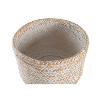 Planter DKD Home Decor 31 x 31 x 52 cm Natural White Bamboo Stripped