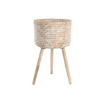 Planter DKD Home Decor 31 x 31 x 52 cm Natural White Bamboo Stripped