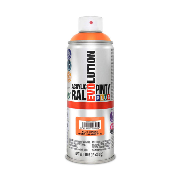 Peinture en spray Pintyplus Evolution F143 400 ml Fluorescent Orange