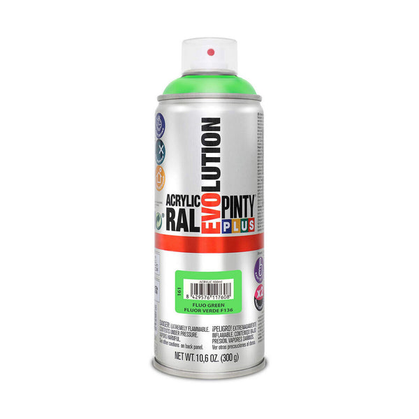 Peinture en spray Pintyplus Evolution F136 400 ml Fluorescent Vert