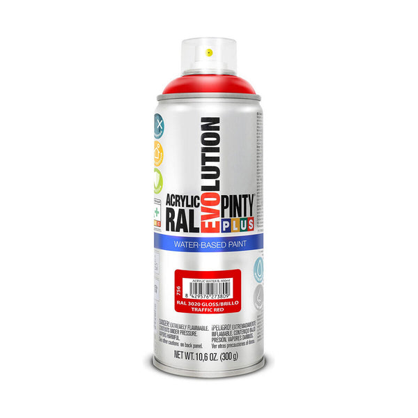 Peinture en spray Pintyplus Evolution RAL 3020 400 ml Base d'eau Traffic Red