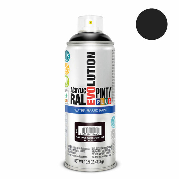 Spray paint Pintyplus Evolution RAL 9005 Water based Jet Black 400 ml