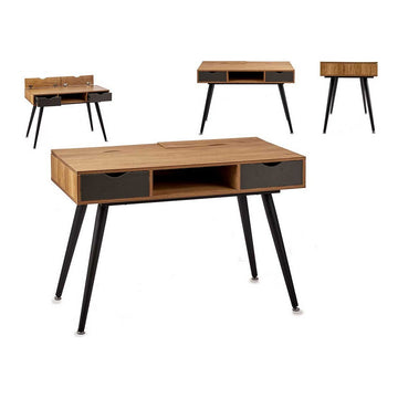 Desk Black Brown Metal Wood (60 x 75 x 110 cm)