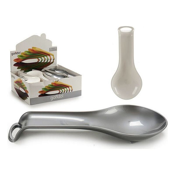 Spoon Rest White Silver Plastic (11 x 3 x 26 cm)