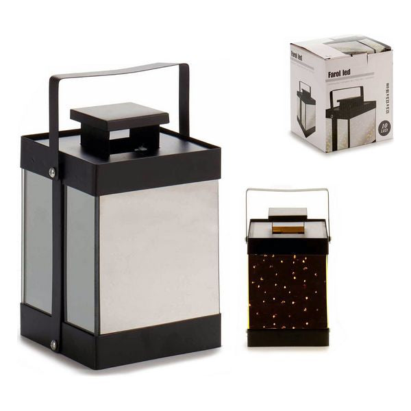 LED Lantern Black Metal Metal Mirror 10 (12,5 x 18,5 x 12,5 cm)