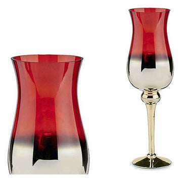 Candleholder Red Crystal Gold (13 x 45 x 13 cm)