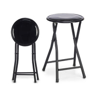 Folding Stool Black PVC Metal (30 x 45 x 30 cm)