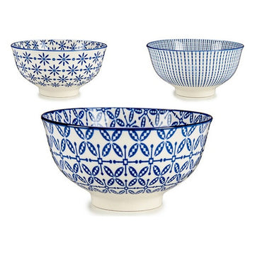 Bowl Porcelain Blue / White (12 x 6 x 12 cm)