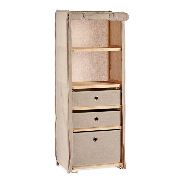 Shelves Beige Wood Cloth (28 x 113 x 42 cm)