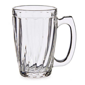 Beer Mug Stripes Transparent Crystal (340 ml) (1 uds)