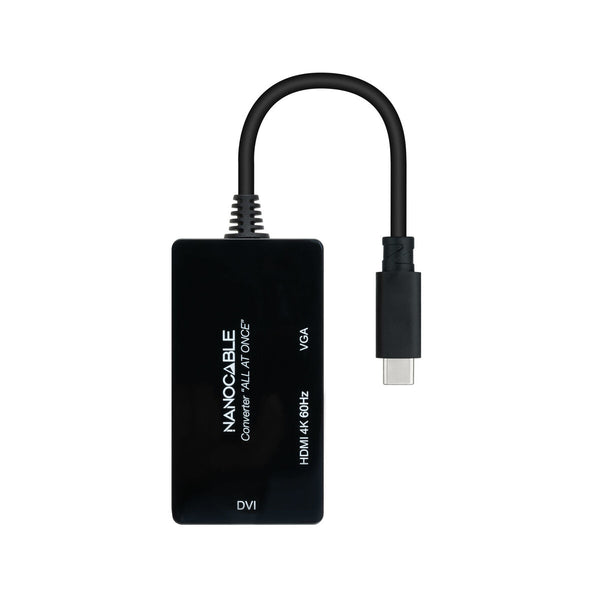 USB C to VGA/HDMI/DVI Adapter NANOCABLE 10.16.4301-ALL 20 cm Black 4K Ultra HD